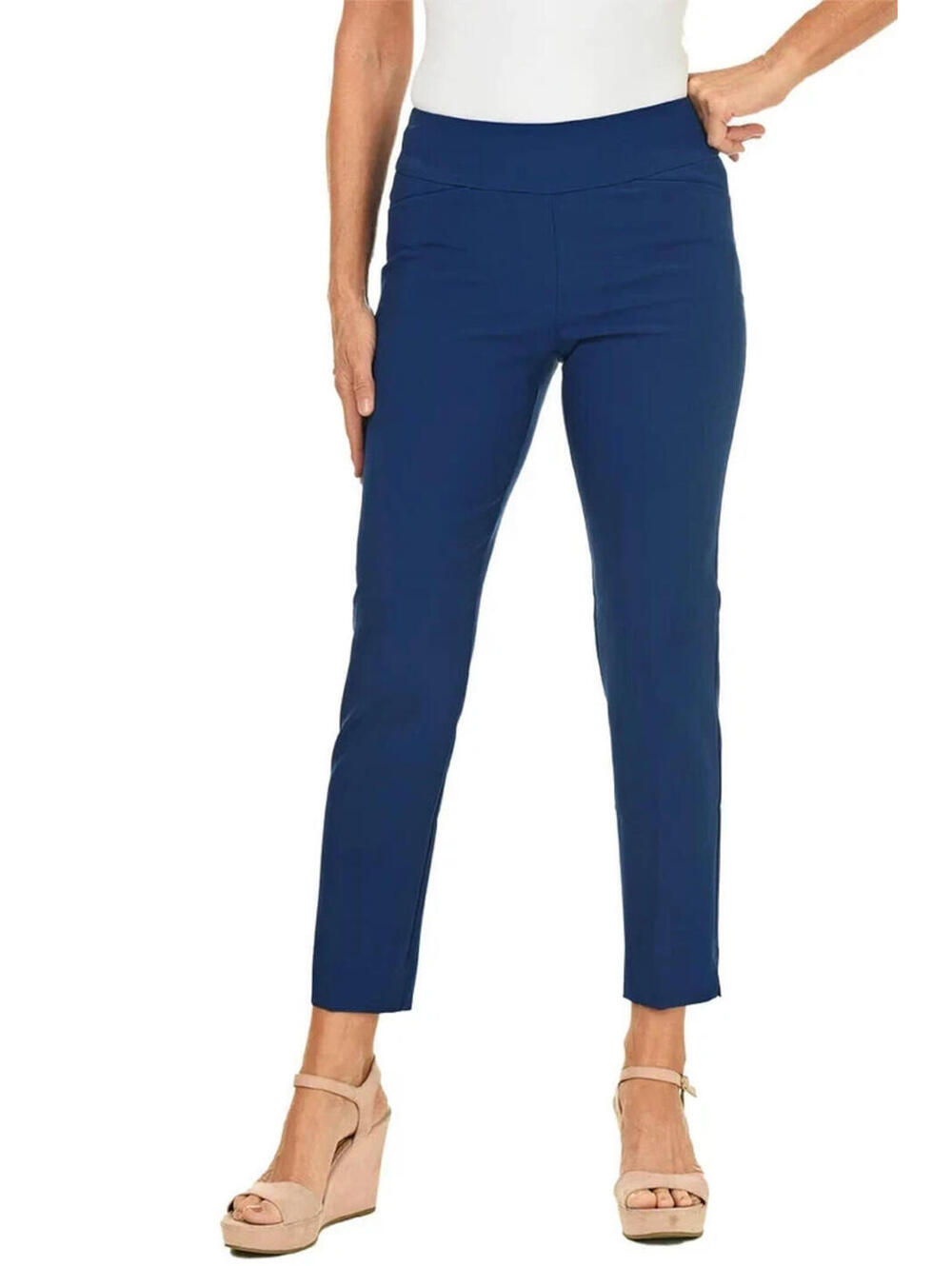 IBKUL Women's Size 10 x 28.5" Navy Blue Pull On Stretch Golf Ankle Pants UPF 50+